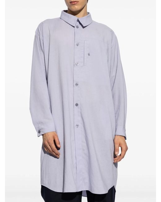 HOMME PLISSÉ White Homme Plisse Homme Plisse Issey Miyake Pl Ramie Folded-Yoke Longline Shirt for men