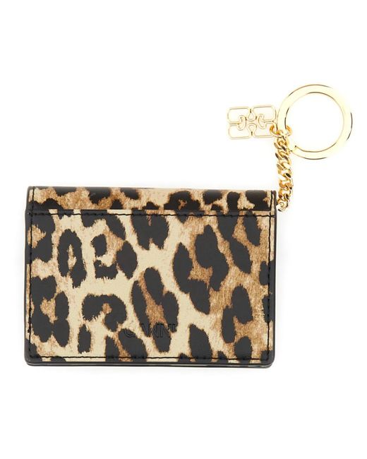Ganni Metallic Bou Card Holder With Animal Motif