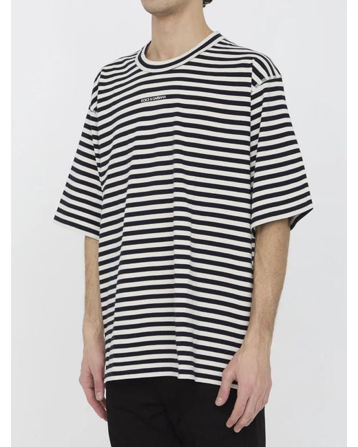 Dolce & Gabbana Black Dolce&Gabbana Striped T-Shirt for men