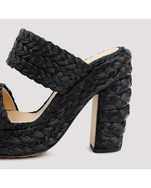 Bottega Veneta Black Canalazzo Raffia Mules
