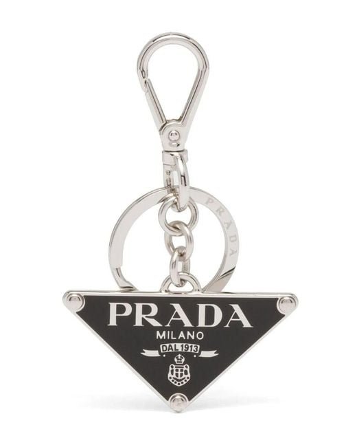 Prada White Metal Key Ring for men
