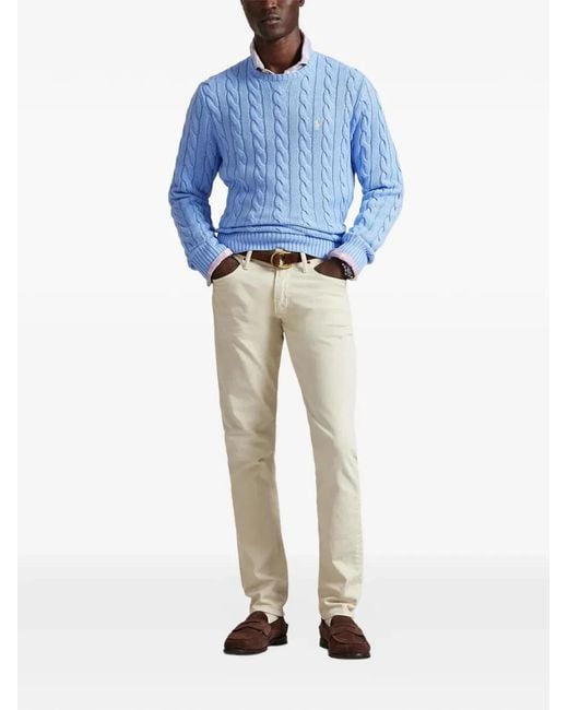 Polo Ralph Lauren Blue Cable-Knit Cotton Jumper for men