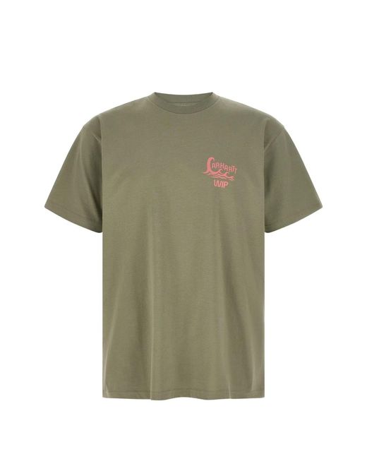 Carhartt Green Logo-Print Cotton T-Shirt for men