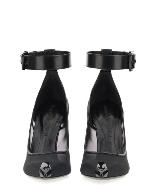 McQueen Black Punk Pumps With Strap