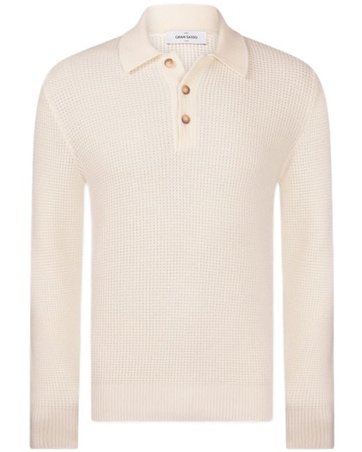 Gran Sasso Natural Waffle Stitch Polo for men
