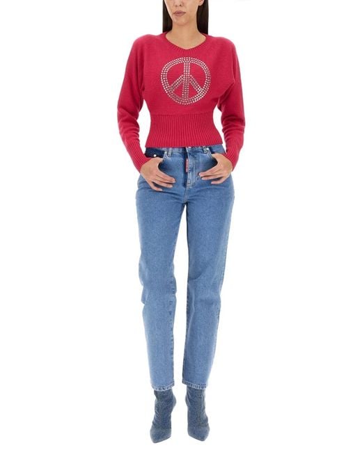 Moschino Red Peace Symbol Jersey