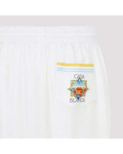 Casablanca White Silk Flower Court Icon Shorts for men