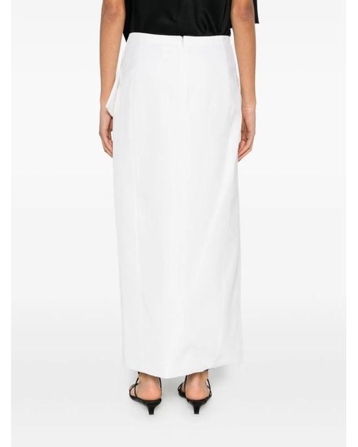 Khaite White Jaia Wool Skirt
