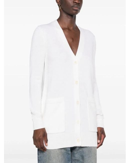 Max Mara White Wool And Cashmere Blend Cardigan