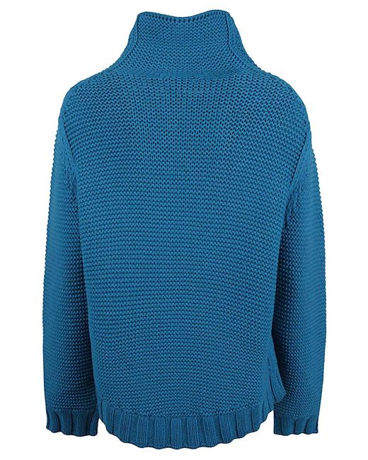Liviana Conti Blue Wool Blend High Neck Jumper