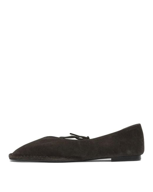 Alohas Black Sway Suede Coffee Leather Ballet Flats