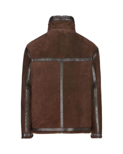 Fendi Brown High Neck Zip Up Oversized Jacket for men