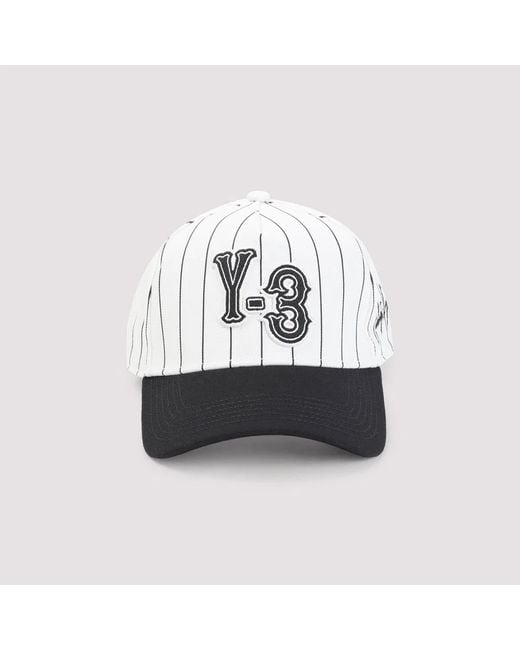 Y-3 White Pinstri Cap for men