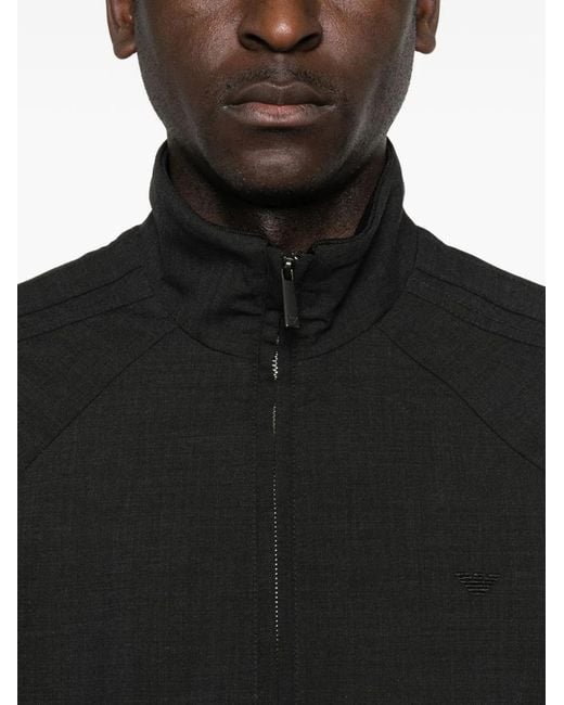 Emporio Armani Black Wool Blend Bomber Jacket for men