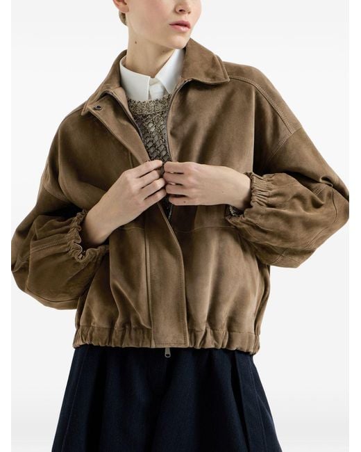 Brunello Cucinelli Green Suede Jacket