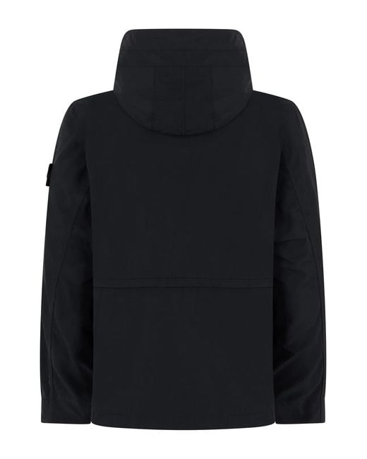 Stone Island Black Windbreaker With High Collar for men