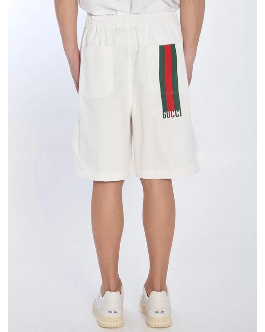Gucci White Web Bermuda Shorts for men