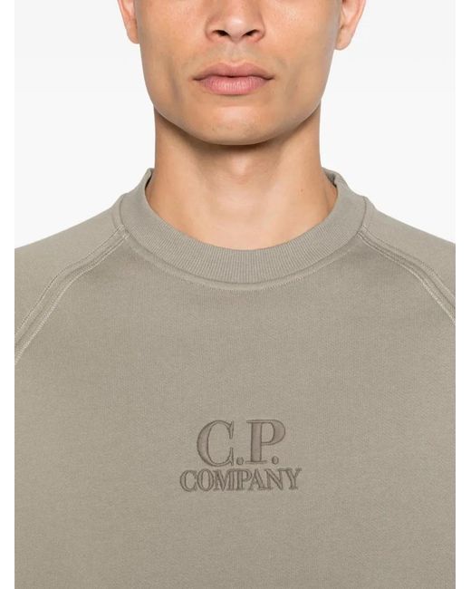 C P Company Gray C.P.Company Sweatshirt With Embroidered Logo for men