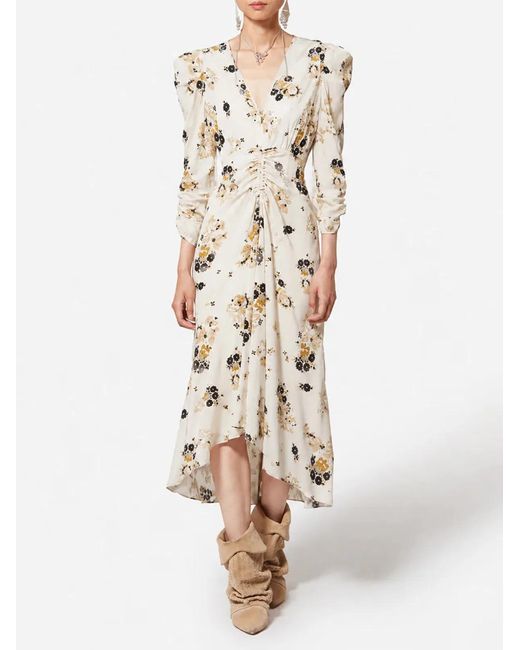 Isabel Marant Natural Albini Printed Silk Midi Dress