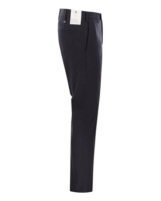PT01 Blue Dieci Stretch Wool Trousers for men
