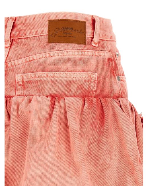 Ganni Pink Denim Jeans Skirt