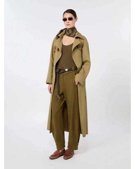 Max Mara Green Stretch Cotton Canvas Trousers