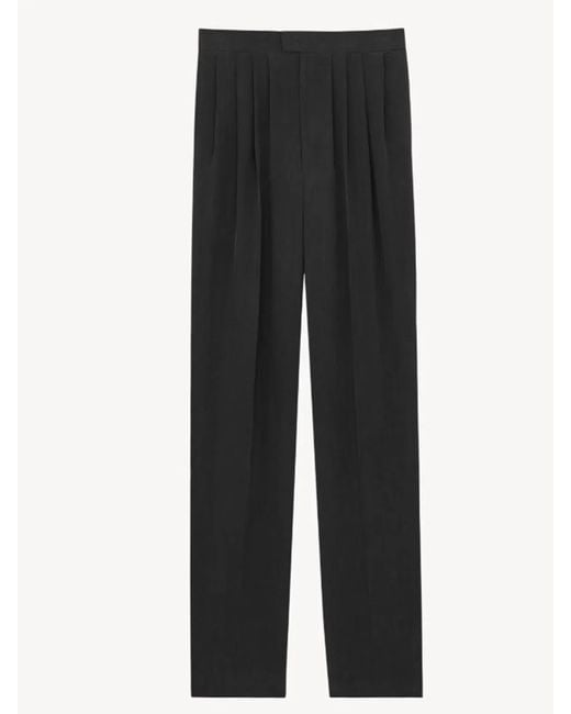 Saint Laurent Black Silk Formal Trousers