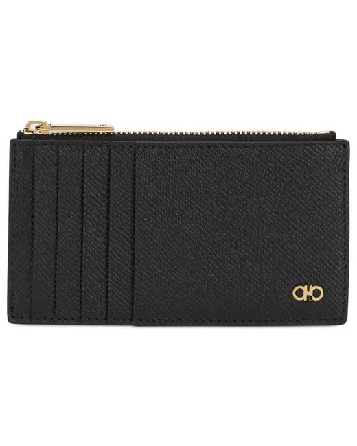Ferragamo Gray Card Holder Gancini for men