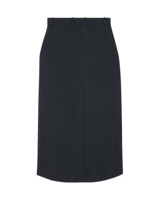 Balenciaga Blue Hourglass Pinstripe Pencil Skirt