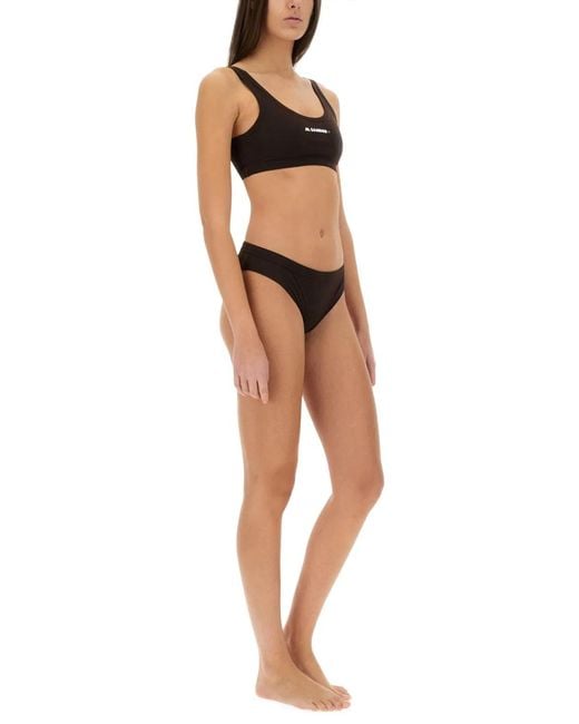 Jil Sander Brown Solid Bikini Bottom Swimwear