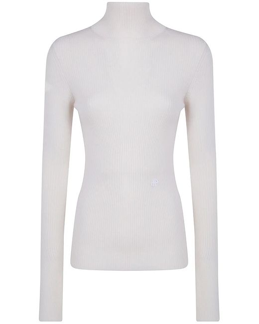Patou White Rib Turtle Neck Jumper
