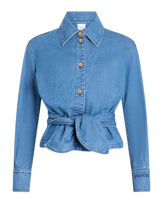 Patou Blue Long Sleeves Knot Shirt