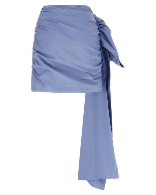 Self-Portrait Blue Self Portrait Cotton Tie Side Mini' Skirt