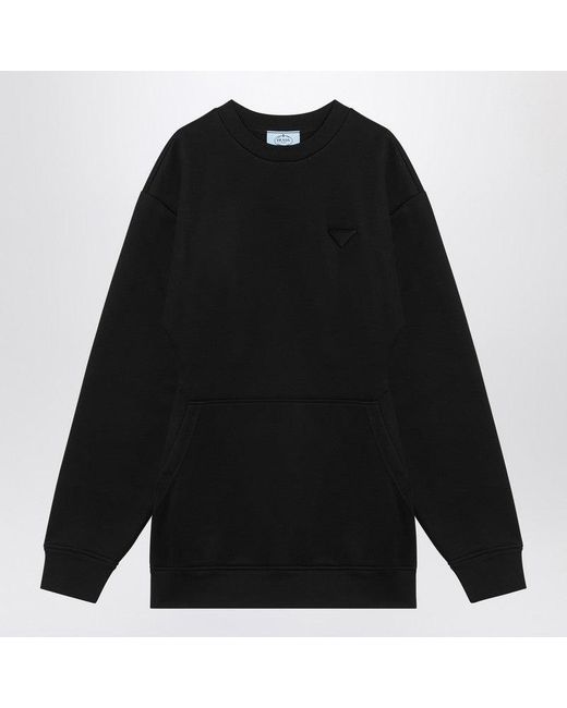 Prada Black Mini Plush Dress With Logo Triangle