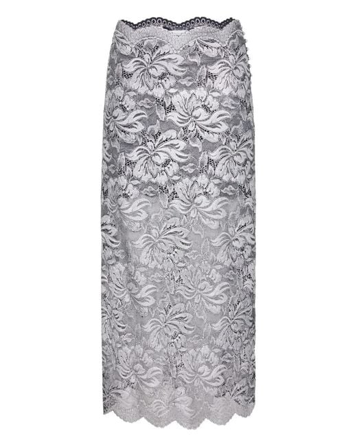 Rabanne Gray Long Lace Skirt