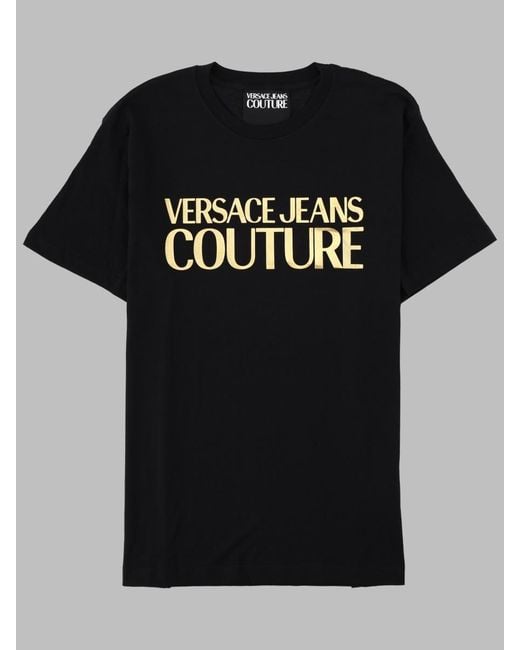 Versace Jeans Couture Black T-Shirt Con Logo Metallizzato for men