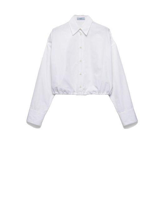 Prada White Poplin Shirt With Drawstring