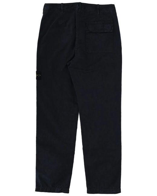 Stone Island Blue Logo Patch Pants for men