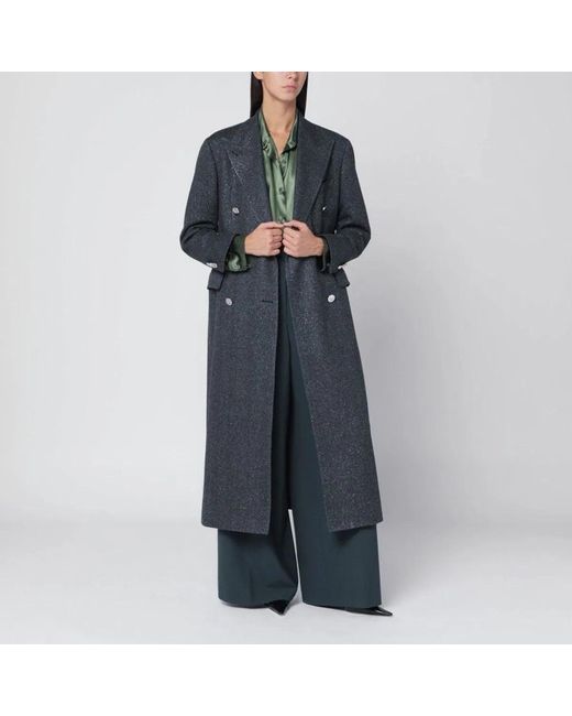 Tagliatore Blue Houndstooth Double-Breasted Coat