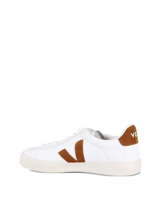 Veja White Tobacco Leather Flat Shoes for men