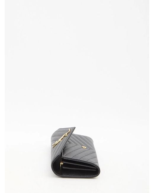 Saint Laurent Black Large Monogram Flap Wallet
