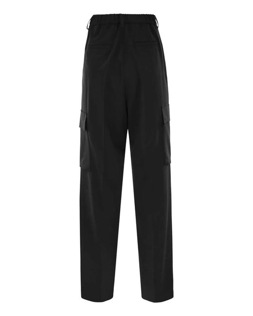 Herno Black Soft Wool Cargo Pants