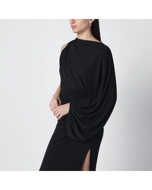 ANDAMANE Black Selene One-Shoulder Long Dress