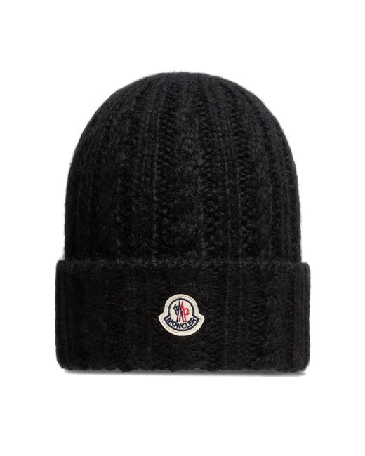 Moncler Black Wool Blend Braided Hat
