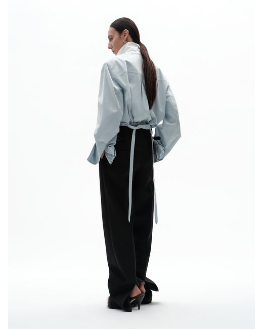 Bottega Veneta Black Grain De Poudre Wool Trousers