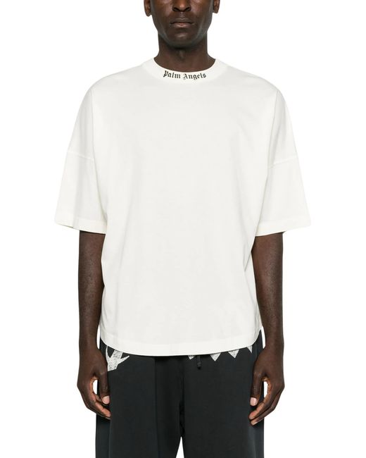 Palm Angels White Logo Printed Oversize T-Shirt for men
