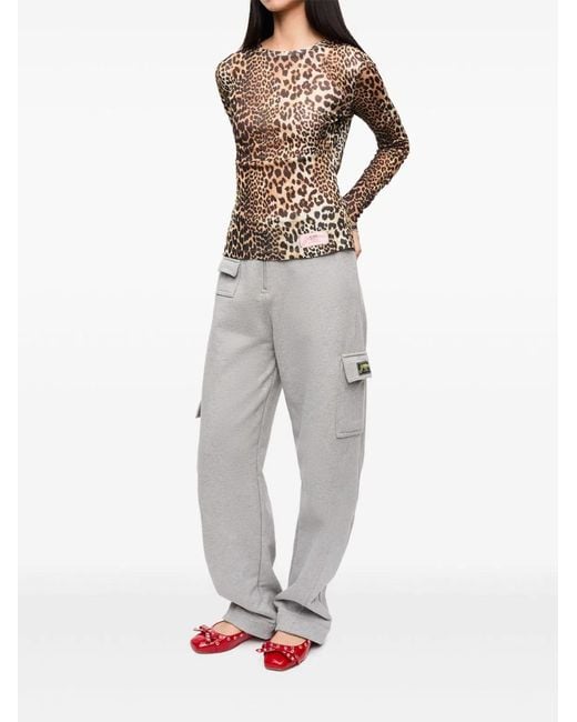 Ganni Brown Leopard Print Top