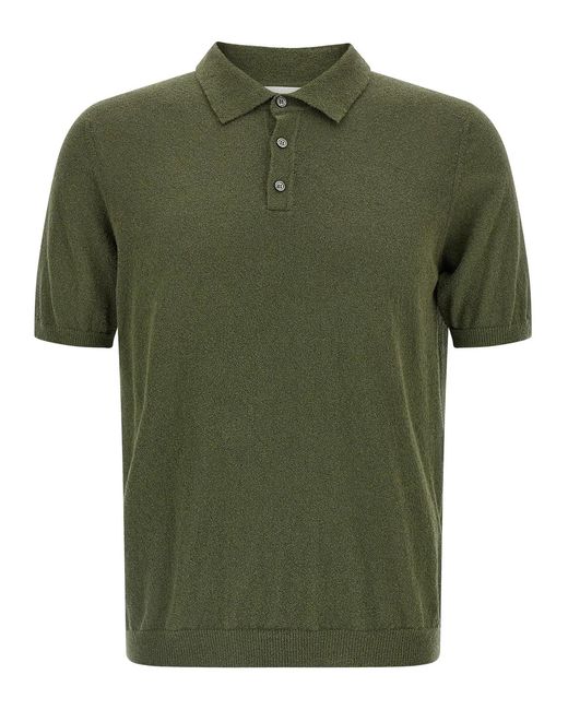 Roberto Collina Green Spongy Effect Polo Shirt for men