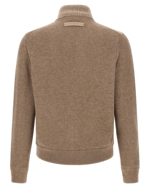 Zegna Natural Suede Panel Cardigan for men