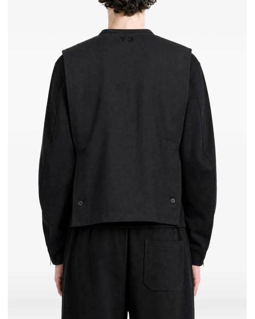 Y-3 Black Double-Breasted Collarless Jacket for men